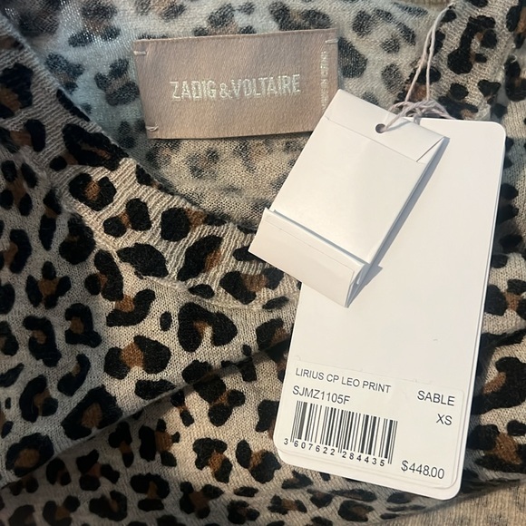 Zadig & Voltaire Lirius Leo CP 100% Cashmere Animal Print Leopard Sweater - Picture 7 of 8